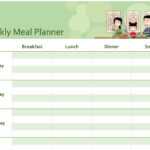 Simple Meal Planner for Weekly Meal Planner Template Word