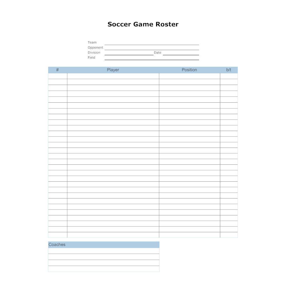 Soccer Roster Templates – Calep.midnightpig.co For Blank Football Depth Chart Template