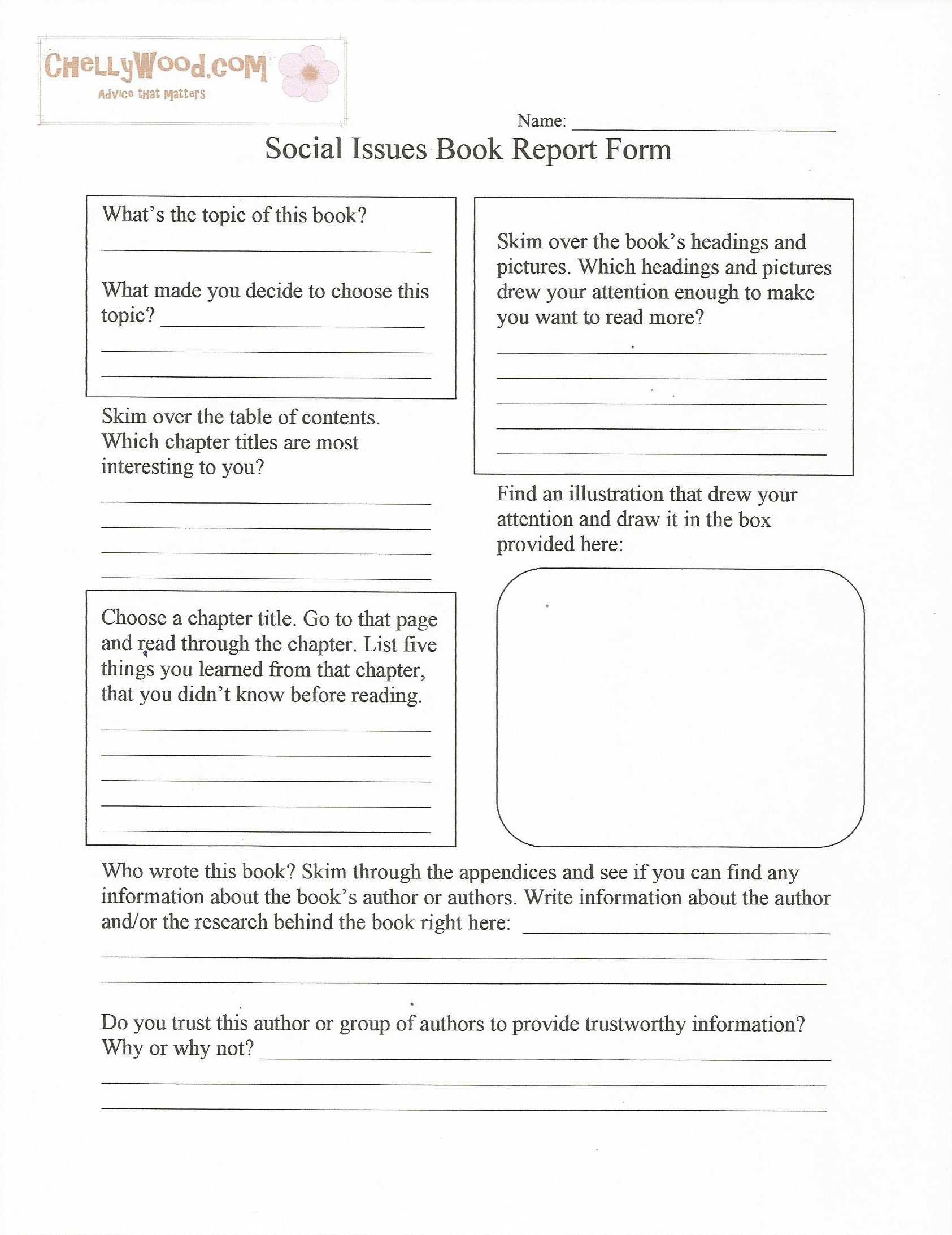 Social Issues Nonfiction Book Report Form–Free Printable Inside Nonfiction Book Report Template