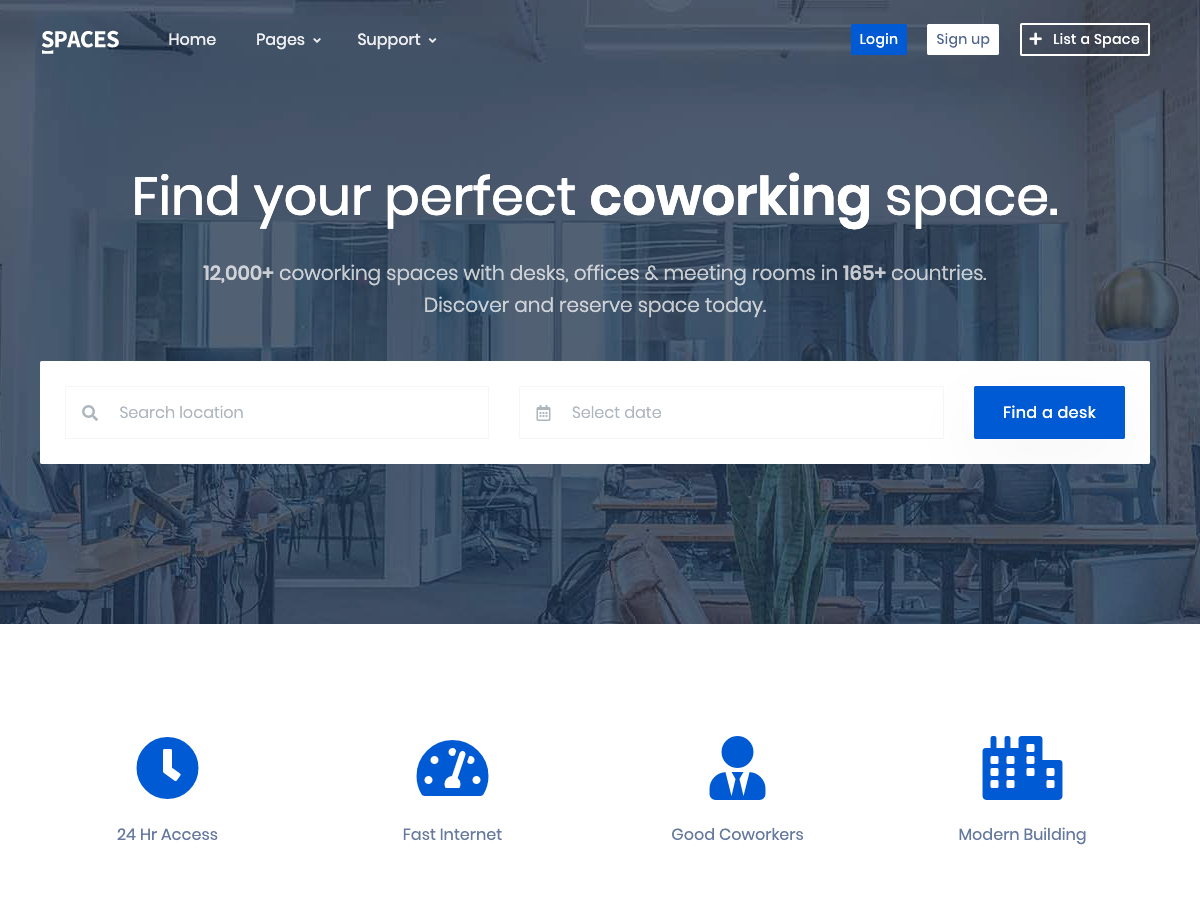 Spaces – Real Estate Coworking Template + Ui Kit – Bootstrap Regarding Html5 Blank Page Template