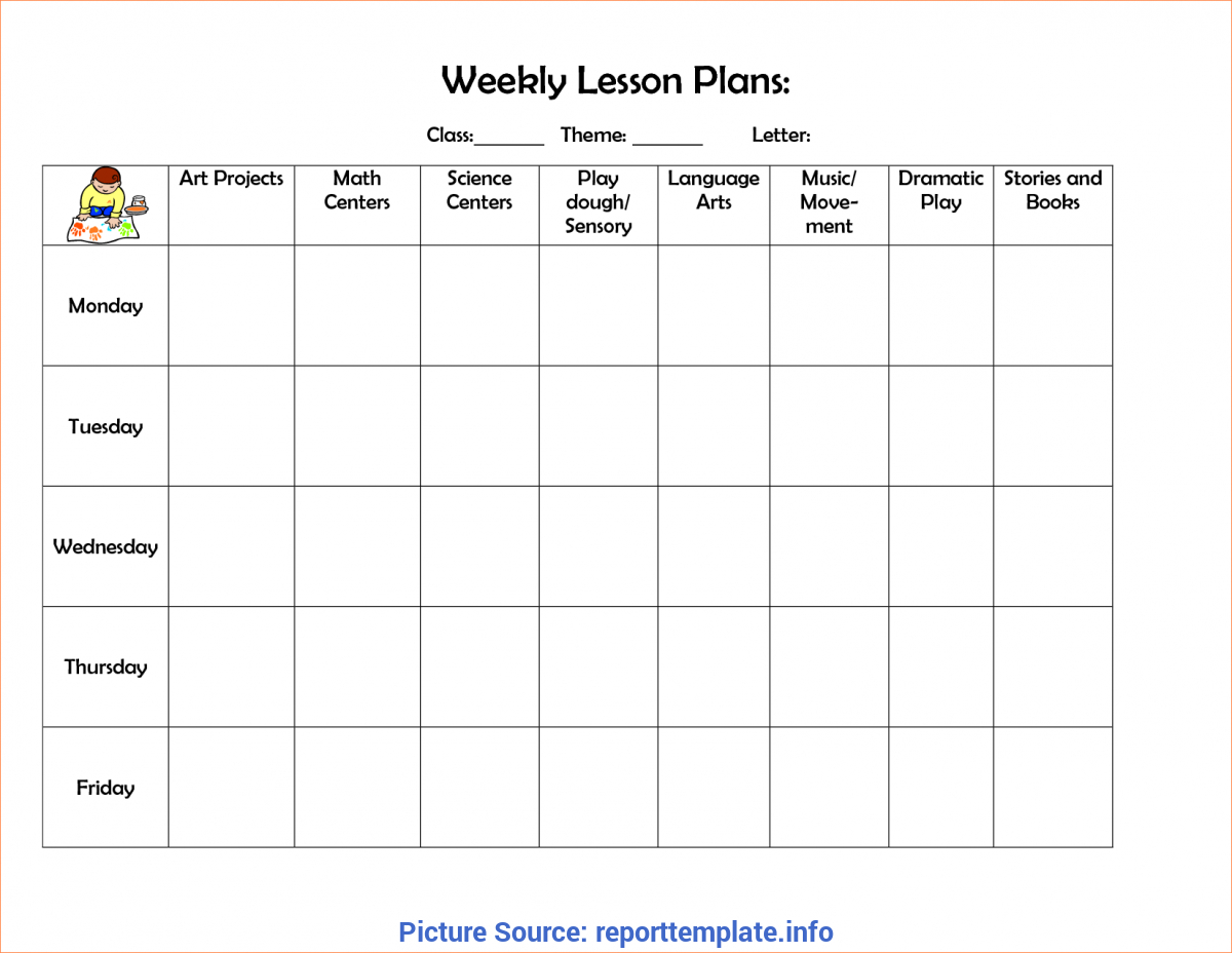 Special Lesson Plan Format Weekly 4+ Preschool Weekly Lesson With Preschool Weekly Report Template