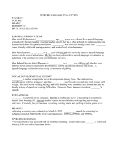 Speech-Evaluation-Report-Template-21 for Speech And Language Report Template