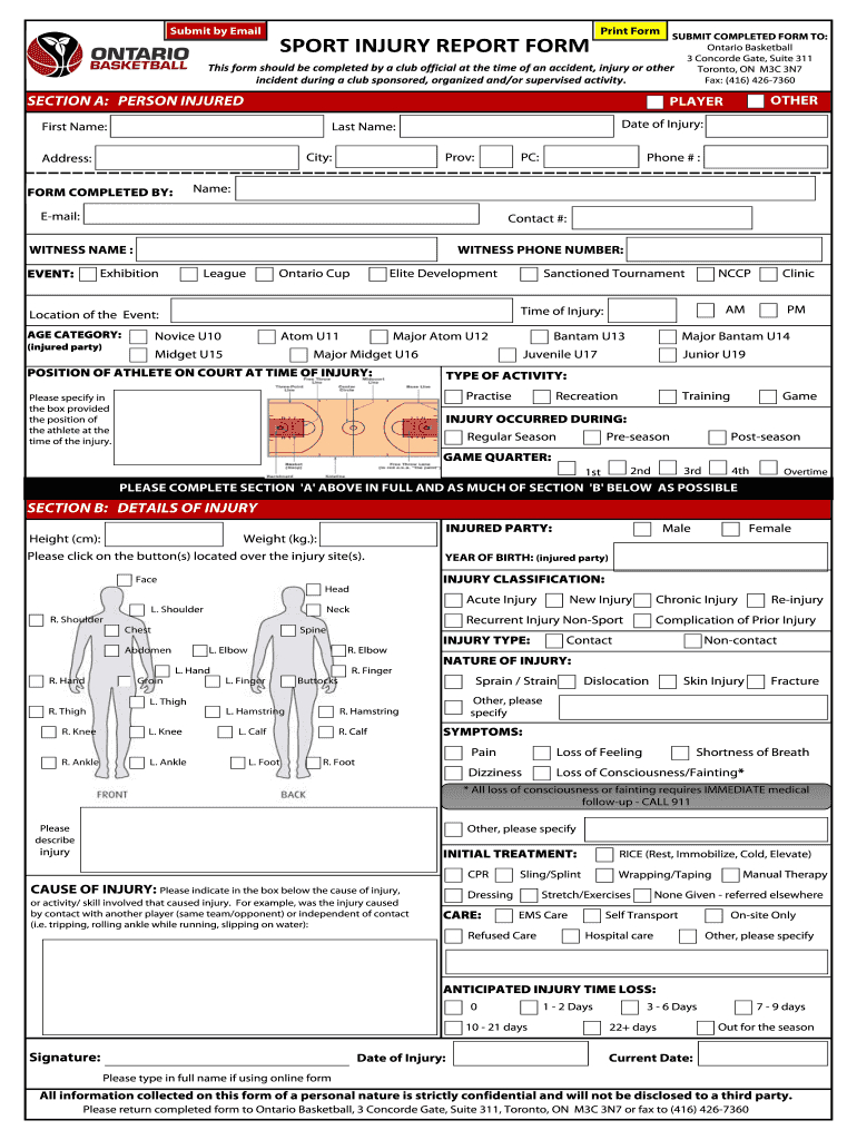 Sports Injury Report Form – Fill Out And Sign Printable Pdf Template |  Signnow With Regard To Injury Report Form Template