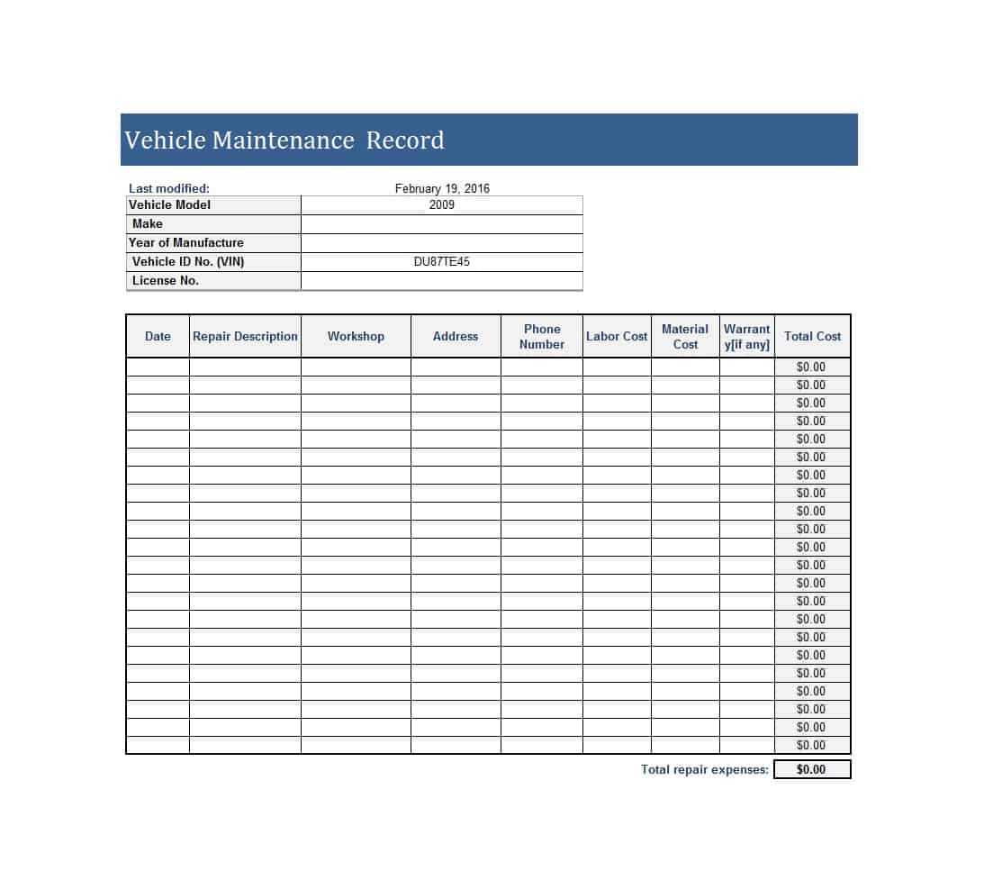 Spreadsheet Car Maintenance Free Excel Templates Vehicle Pertaining To Vehicle Checklist Template Word