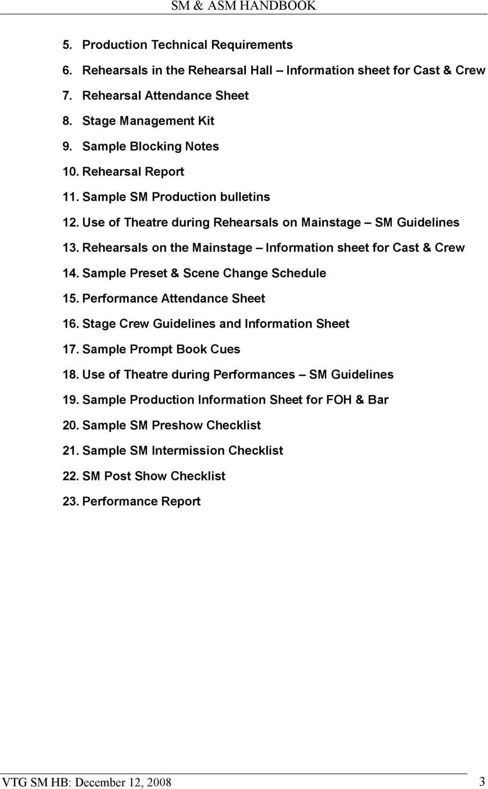 Stage Manager & Assistant Stage Manager Handbook - Pdf Free Pertaining To Rehearsal Report Template