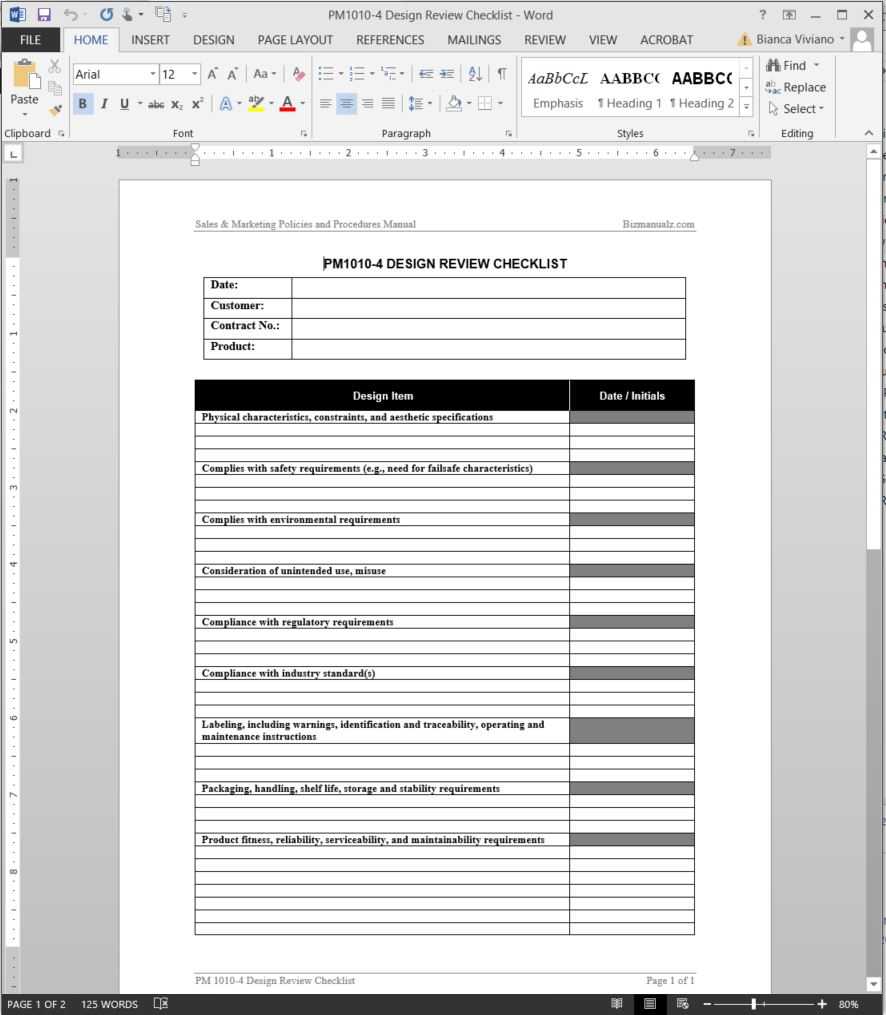 Standard Checklist Template – Dalep.midnightpig.co Within Free Standard Operating Procedure Template Word 2010