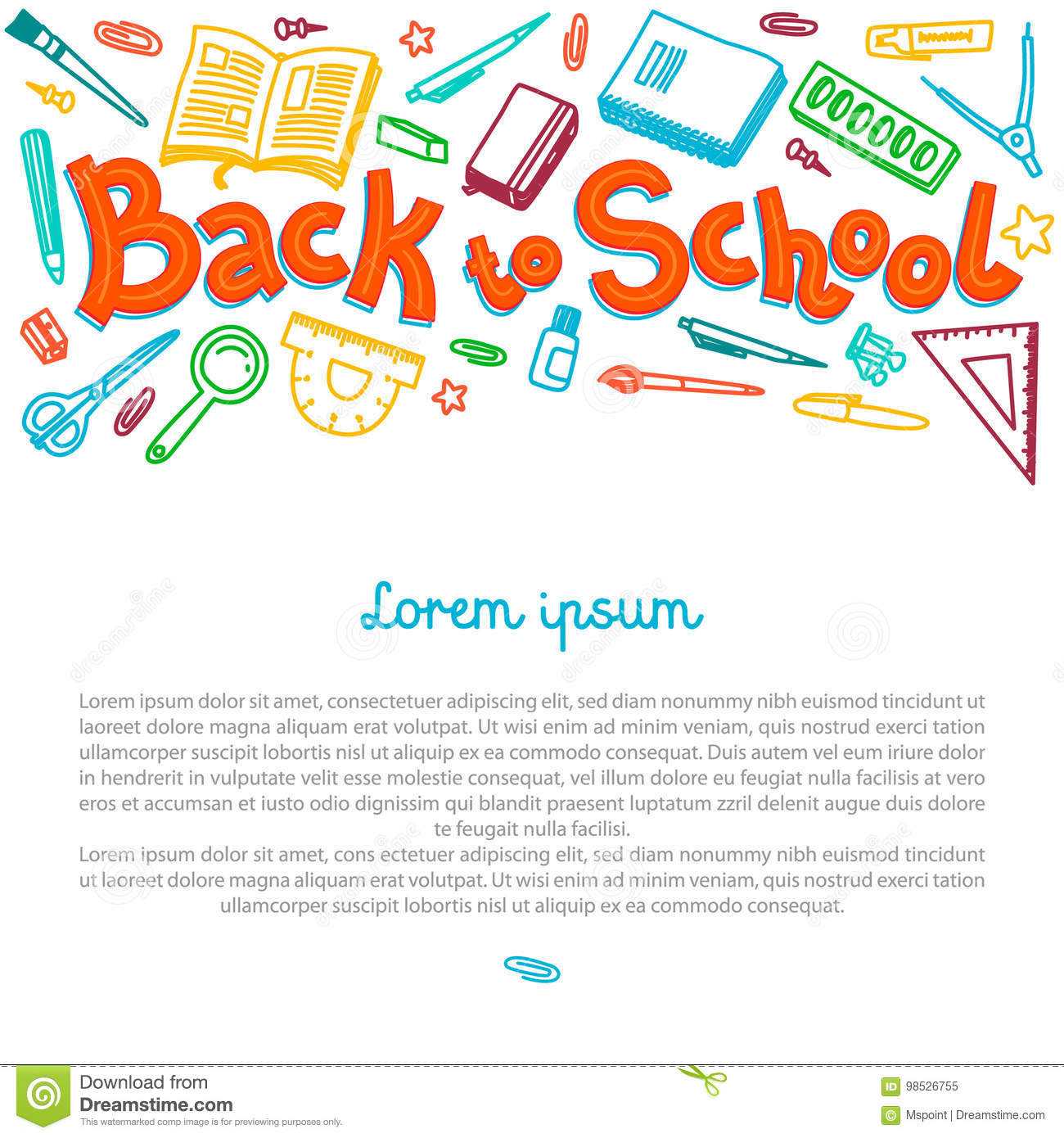 Stationery Collection. Outline Style. Back To School Thin Throughout Classroom Banner Template