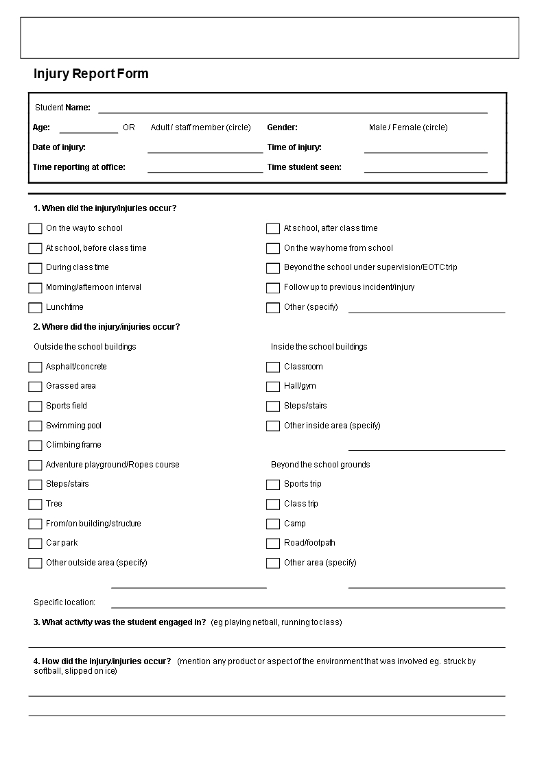 Student Injury Incident Report | Templates At For School Incident Report Template