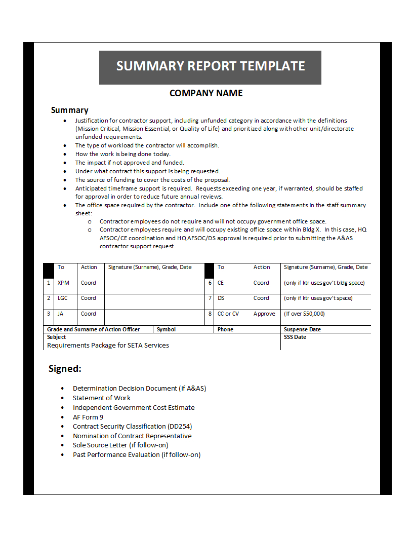 Summary Report Template Intended For Template For Summary Report