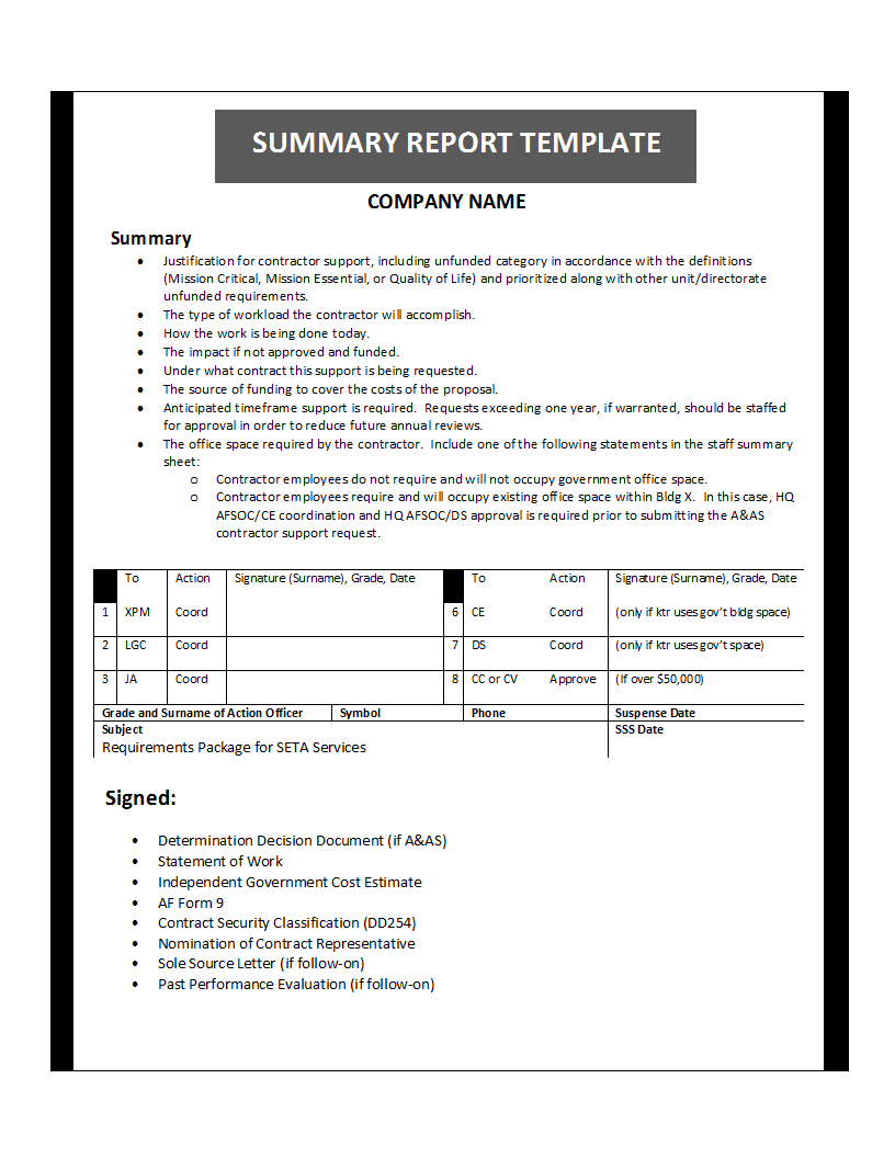 Summary Report Template Throughout Project Analysis Report Template