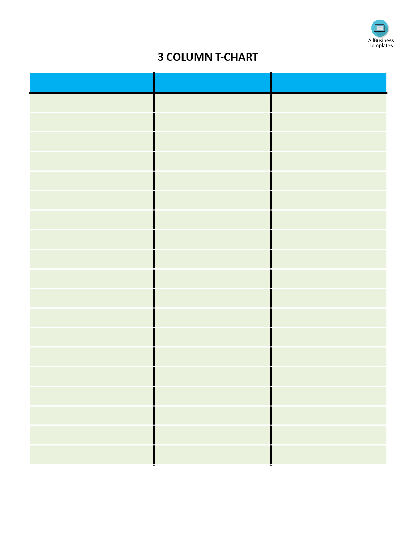 T Chart With 3 Columns | Templates At Allbusinesstemplates Intended For 3 Column Word Template