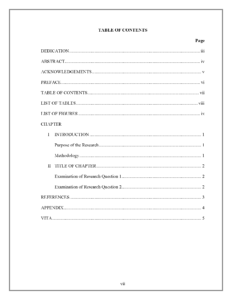 Table Of Contents - Thesis And Dissertation - Research regarding Report Content Page Template