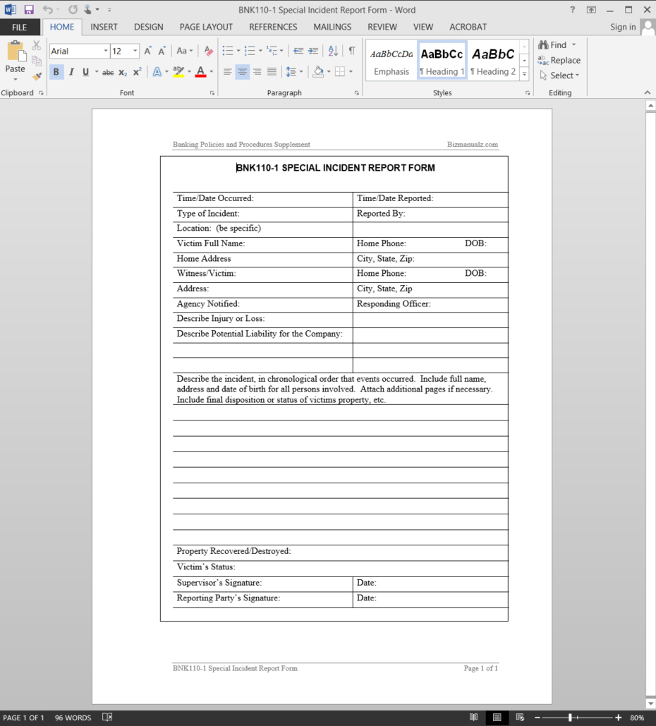 Template For Incident Report Form – Calep.midnightpig.co In Incident Report Template Itil