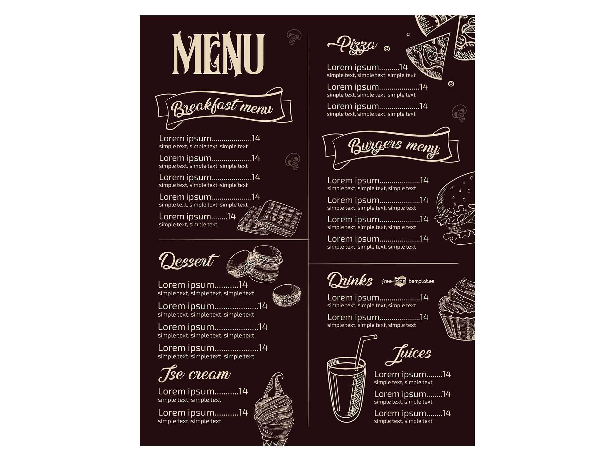 Template For Menu – Calep.midnightpig.co Within Free Cafe Menu Templates For Word