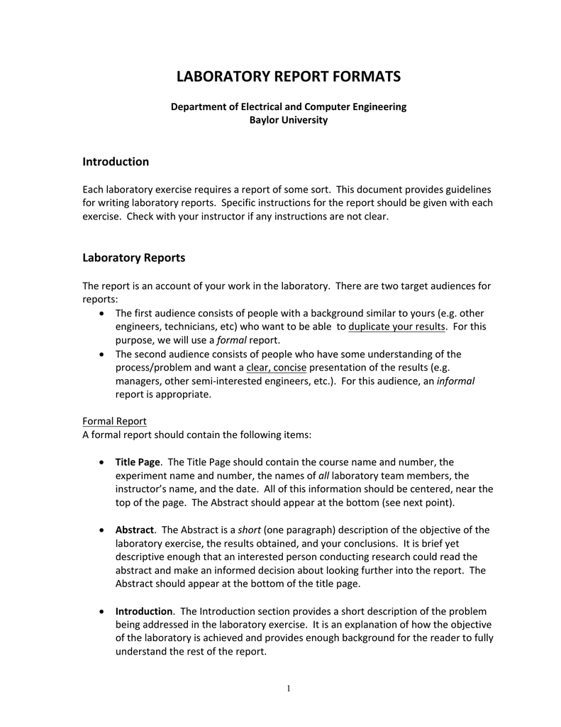 Template From Baylor | Manualzz Pertaining To Engineering Lab Report Template