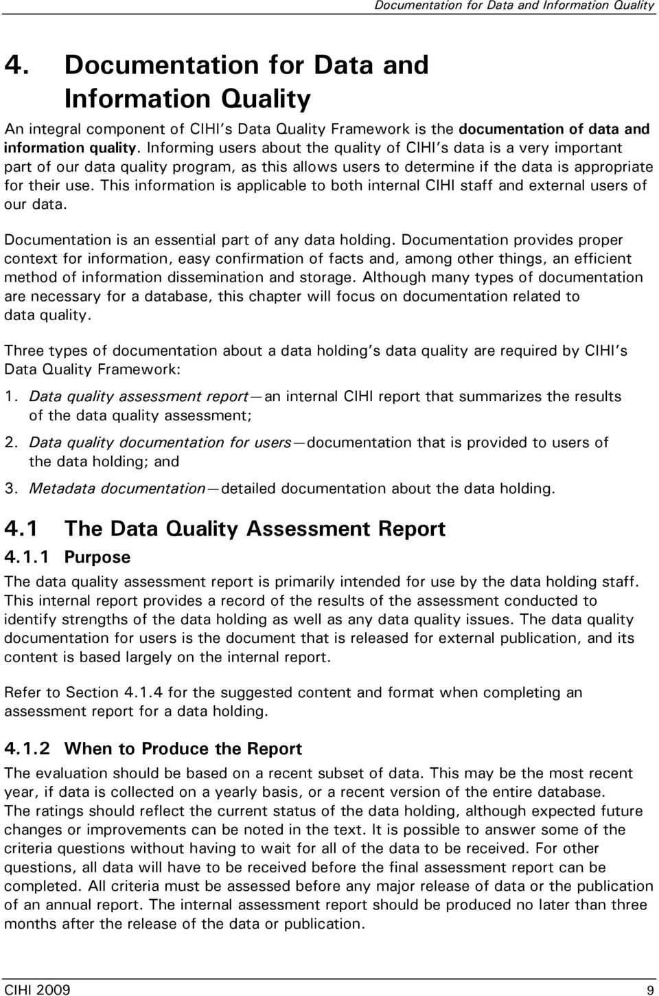 The Cihi Data Quality Framework – Pdf Free Download Intended For Data Quality Assessment Report Template