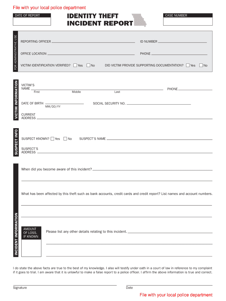 Theft Case Incident Report – Fill Online, Printable Pertaining To Police Incident Report Template