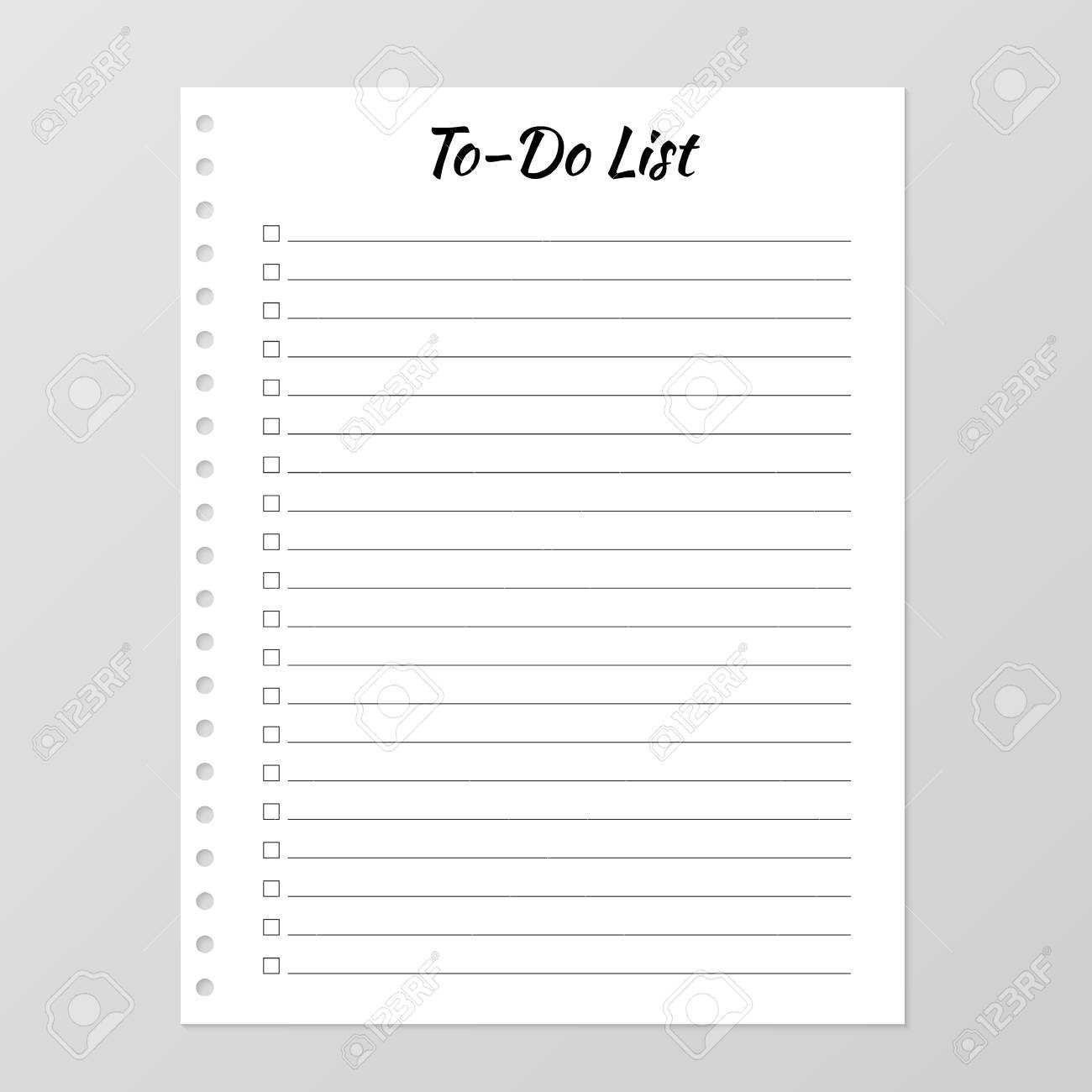 To Do List Template. Daily Planner Page. Lined Paper Sheet. Blank.. Throughout Blank To Do List Template