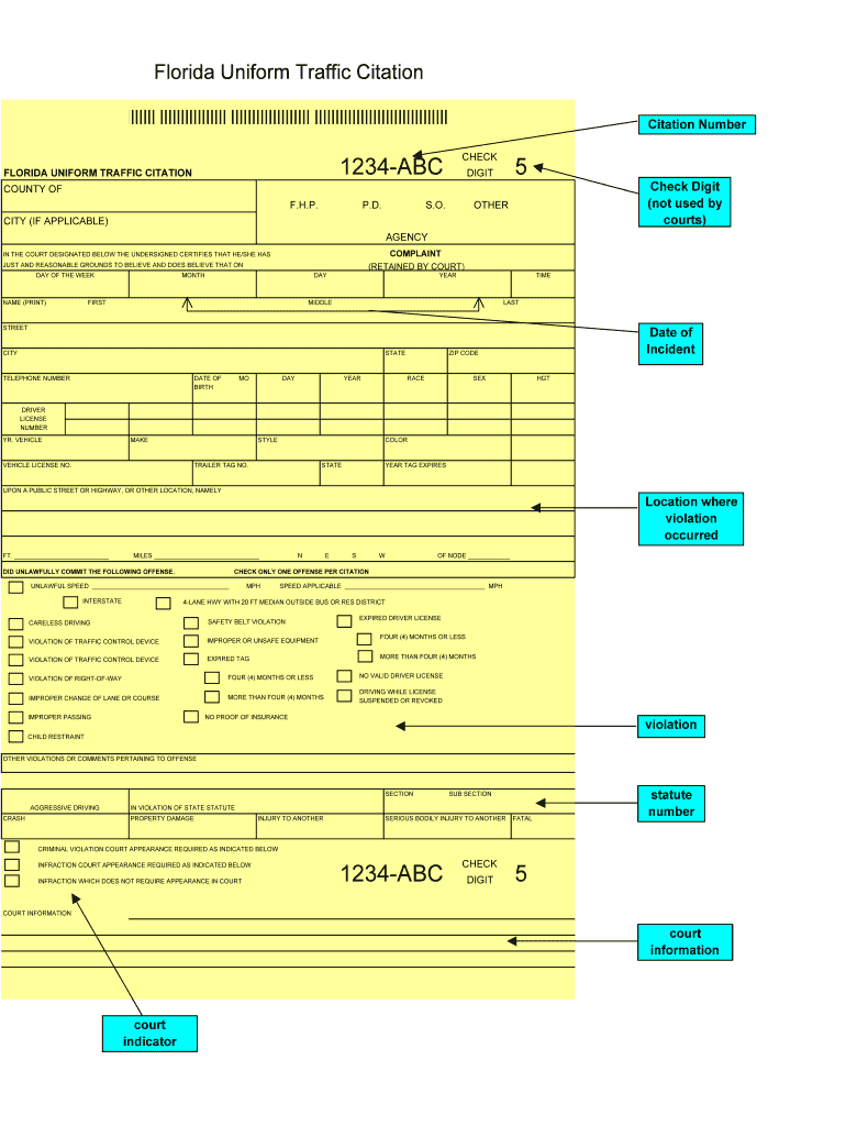 Traffic Citation – Fill Online, Printable, Fillable, Blank Intended For Blank Speeding Ticket Template