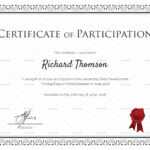 Training Participation Certificate Template Regarding Certificate Of Participation Template Word
