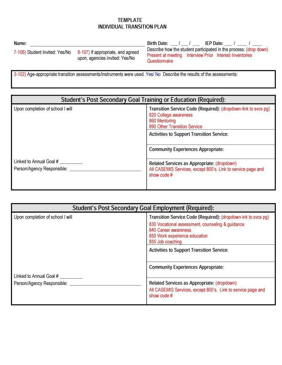 Transition Plan Template Word – Dalep.midnightpig.co Throughout Community Service Template Word