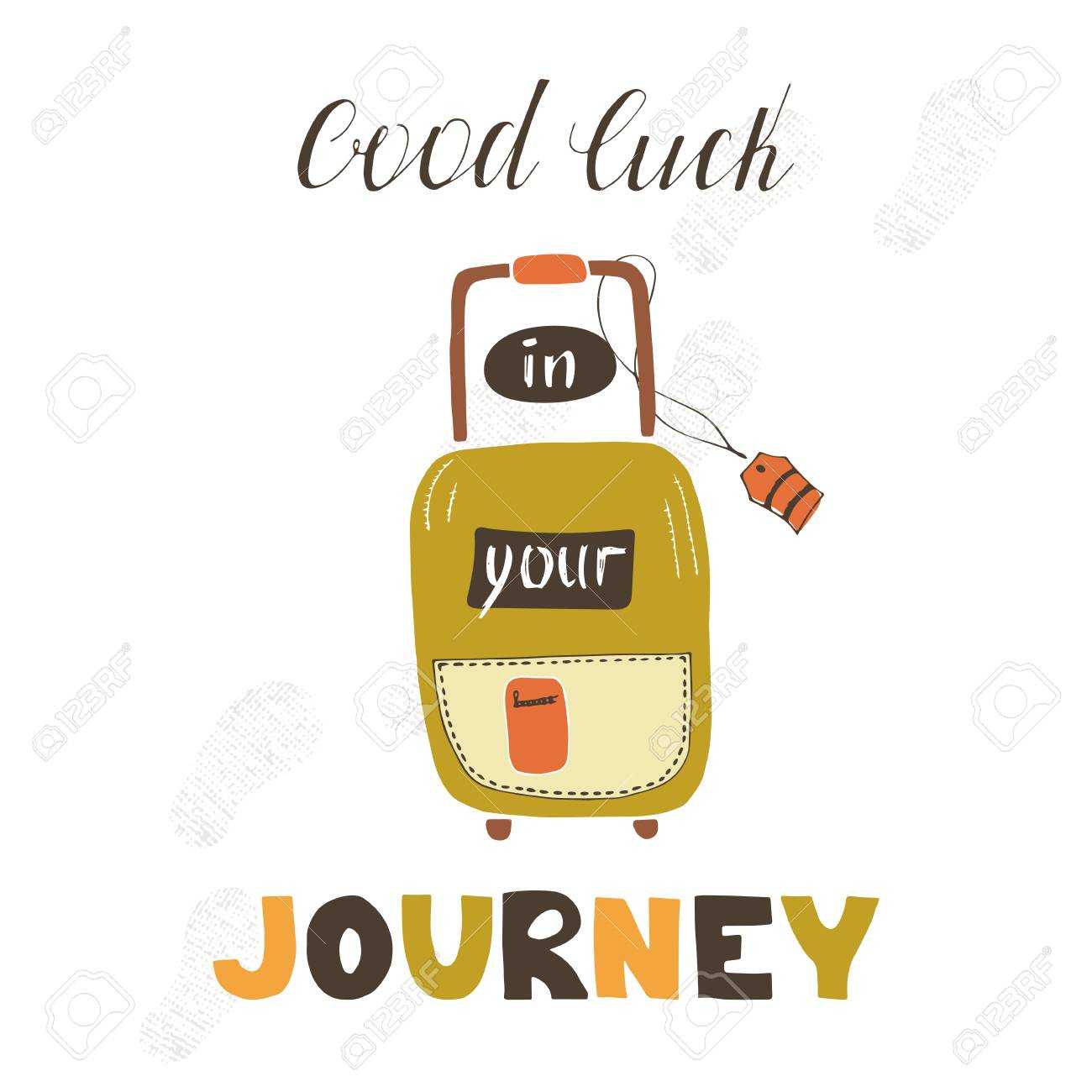 Travel Card Template With Suitcase. Greeting Postcard With Hand.. Regarding Good Luck Banner Template