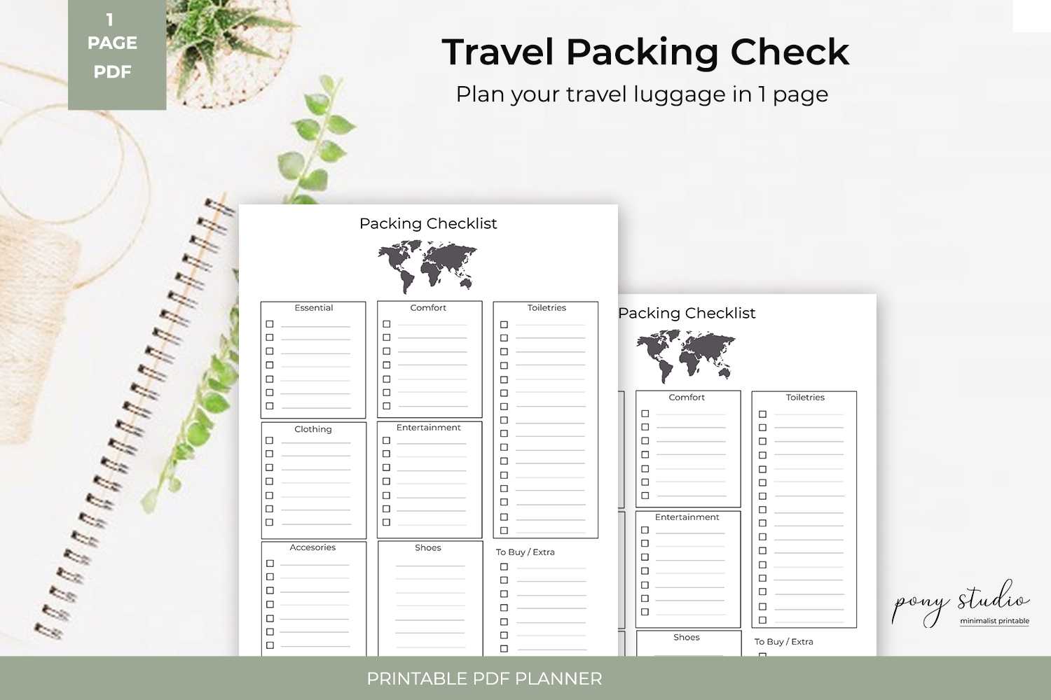 Travel Packing List Template | A4  Pdf Printable Inside Blank Packing List Template