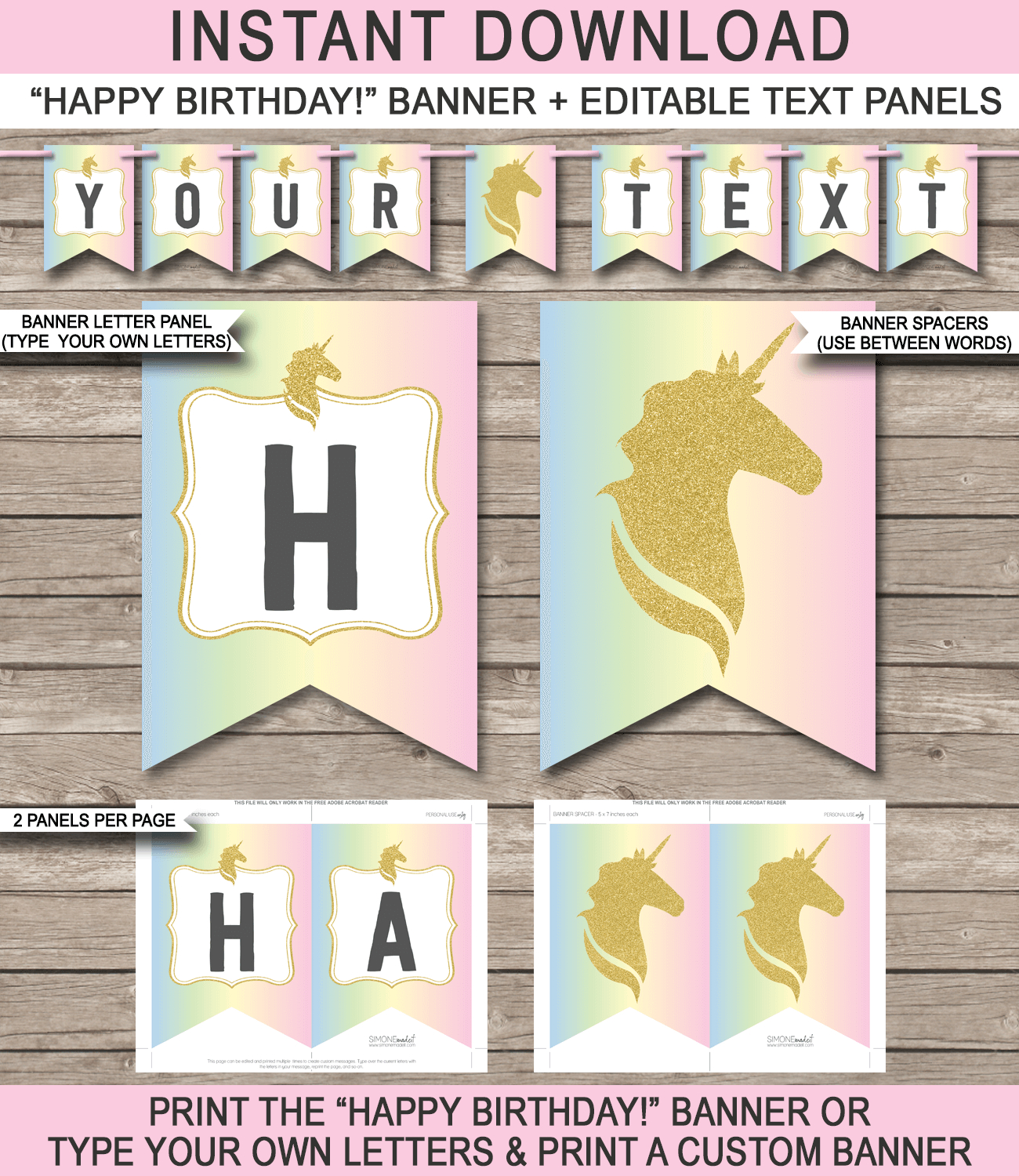 Unicorn Pennant Banner Template With Diy Party Banner Template