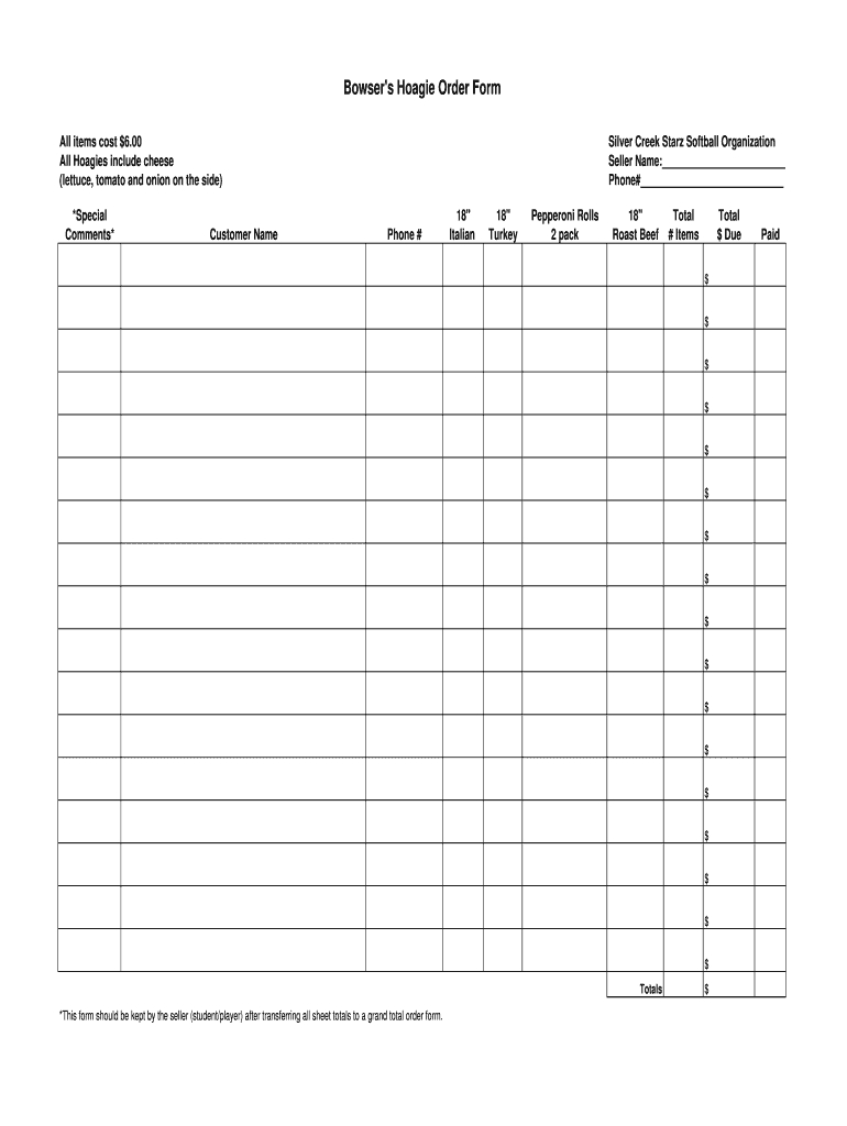 Uniform Order Form - Fill Online, Printable, Fillable, Blank Intended For Blank Fundraiser Order Form Template