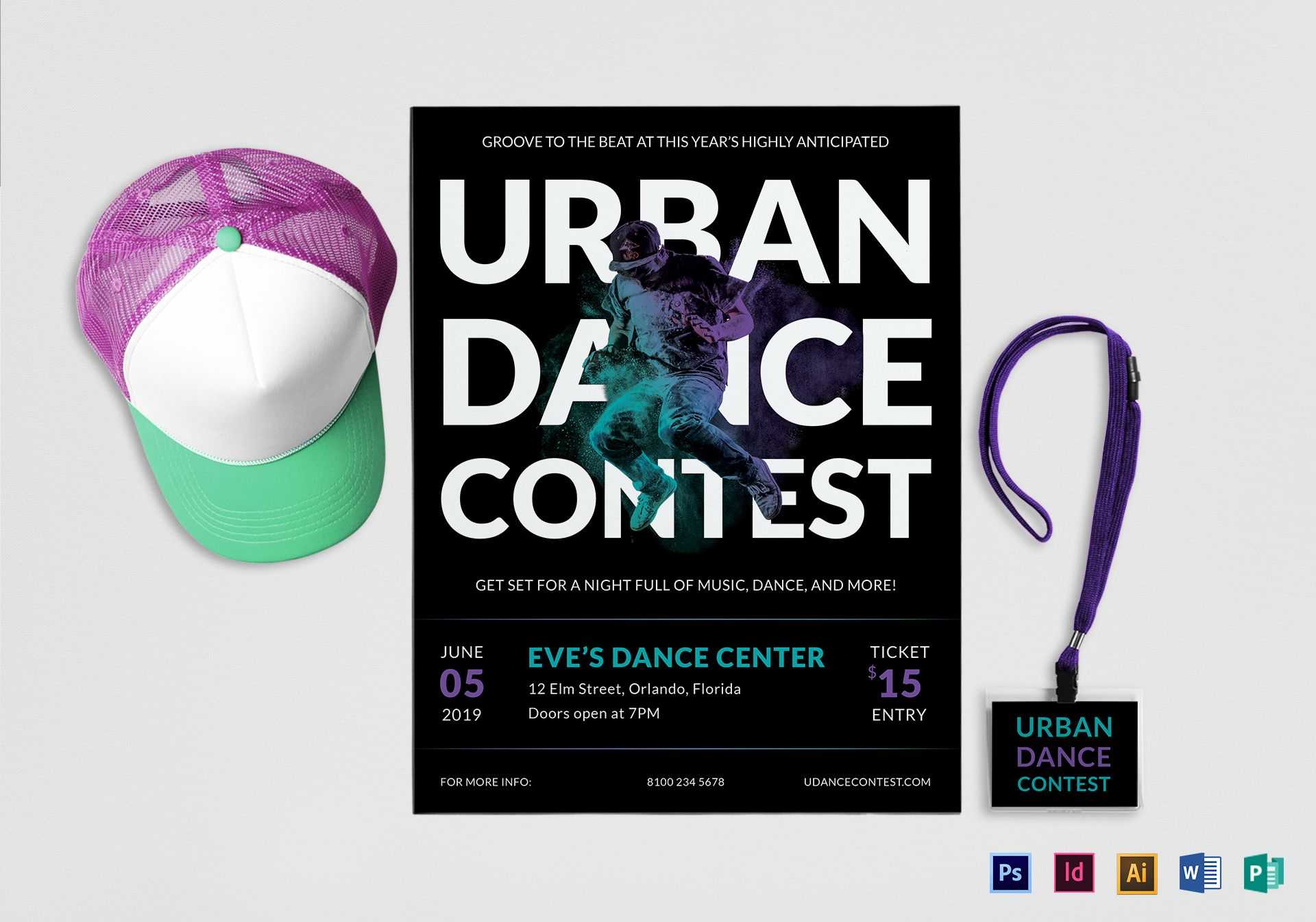 Urban Dance Contest Flyer Template With Dance Flyer Template Word