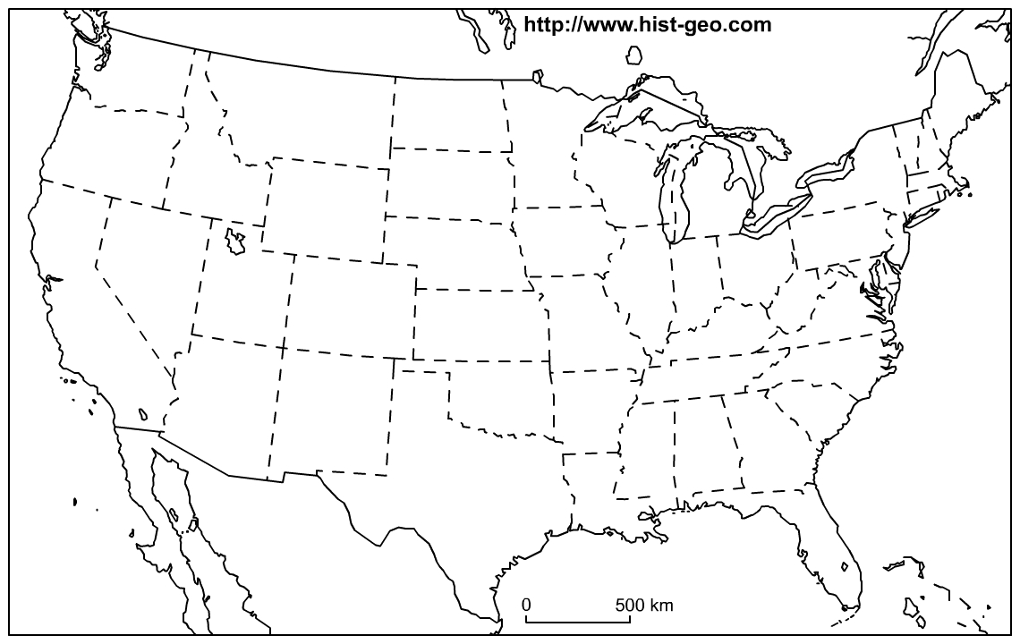 Us States Blank Map (48 States) For United States Map Template Blank