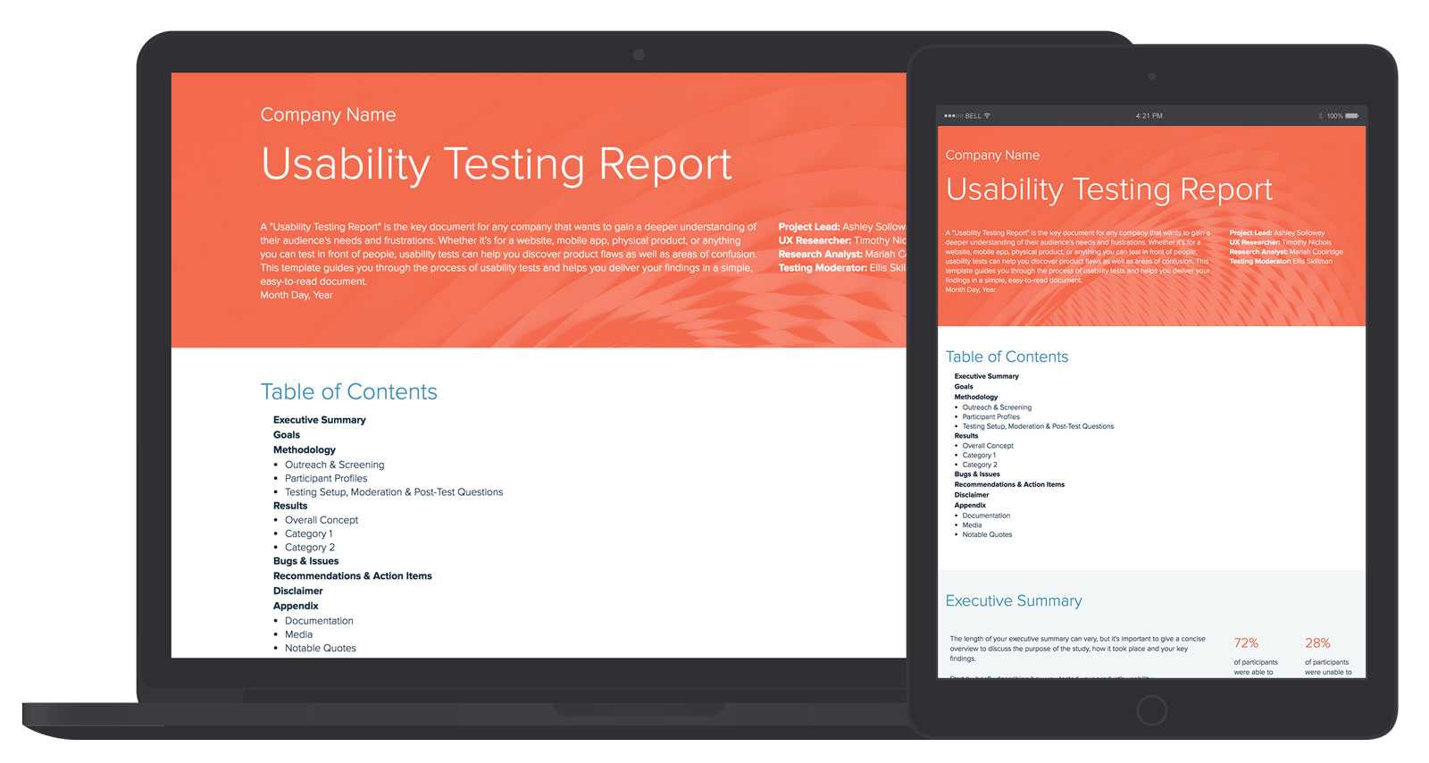 Usability Testing Report Template And Examples | Xtensio Intended For Test Summary Report Excel Template