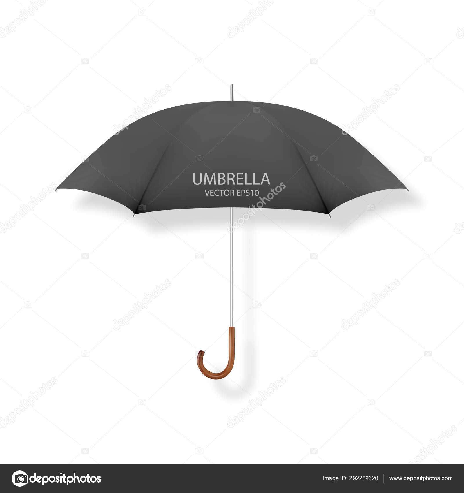 Vector 3D Realistic Render Black Blank Umbrella Icon Closeup In Blank Umbrella Template