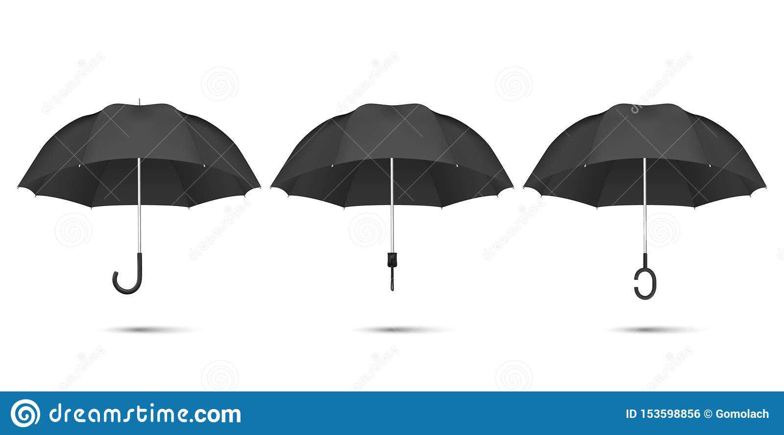 Vector 3D Realistic Render Black Blank Umbrella Icon Set Inside Blank Umbrella Template