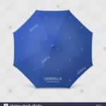 Vector 3D Realistic Render Blue Blank Umbrella Icon Closeup With Blank Umbrella Template
