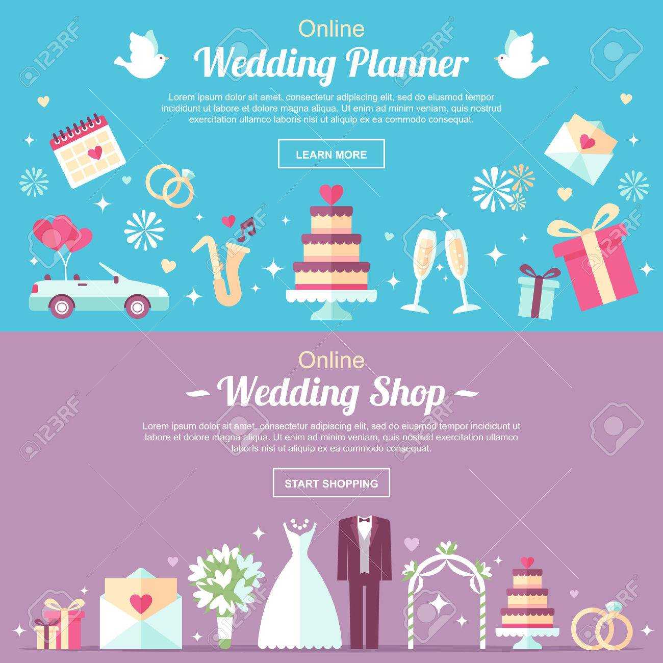Vector Header And Banner Design Templates. For Online Wedding.. With Regard To Wedding Banner Design Templates