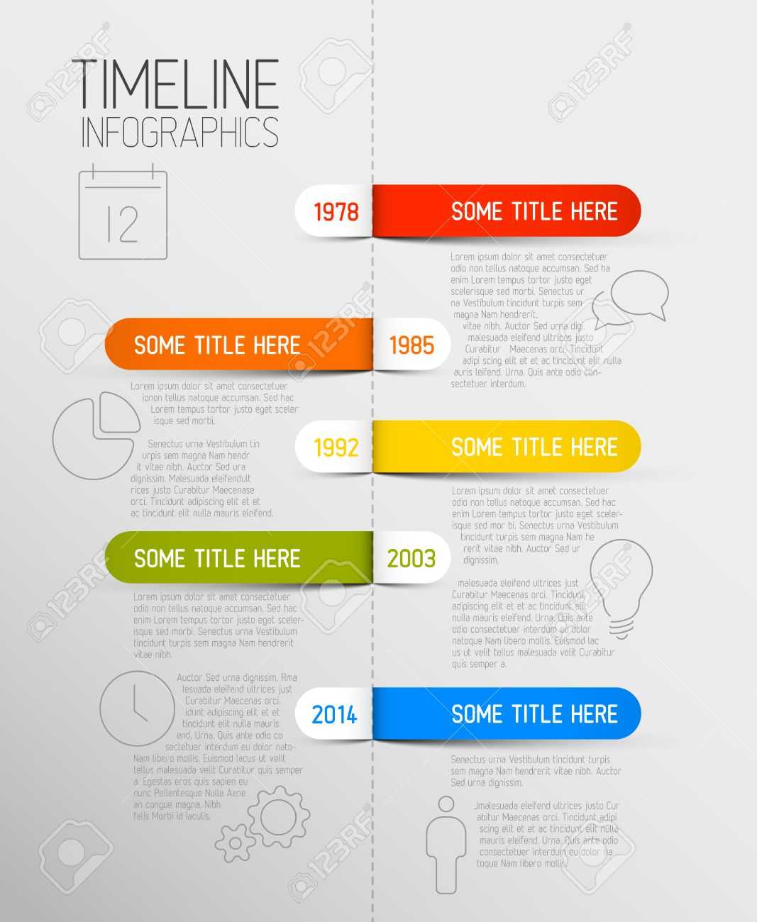 Vector Infographic Timeline Report Template With Icons And Rounded Labels Intended For Rma Report Template