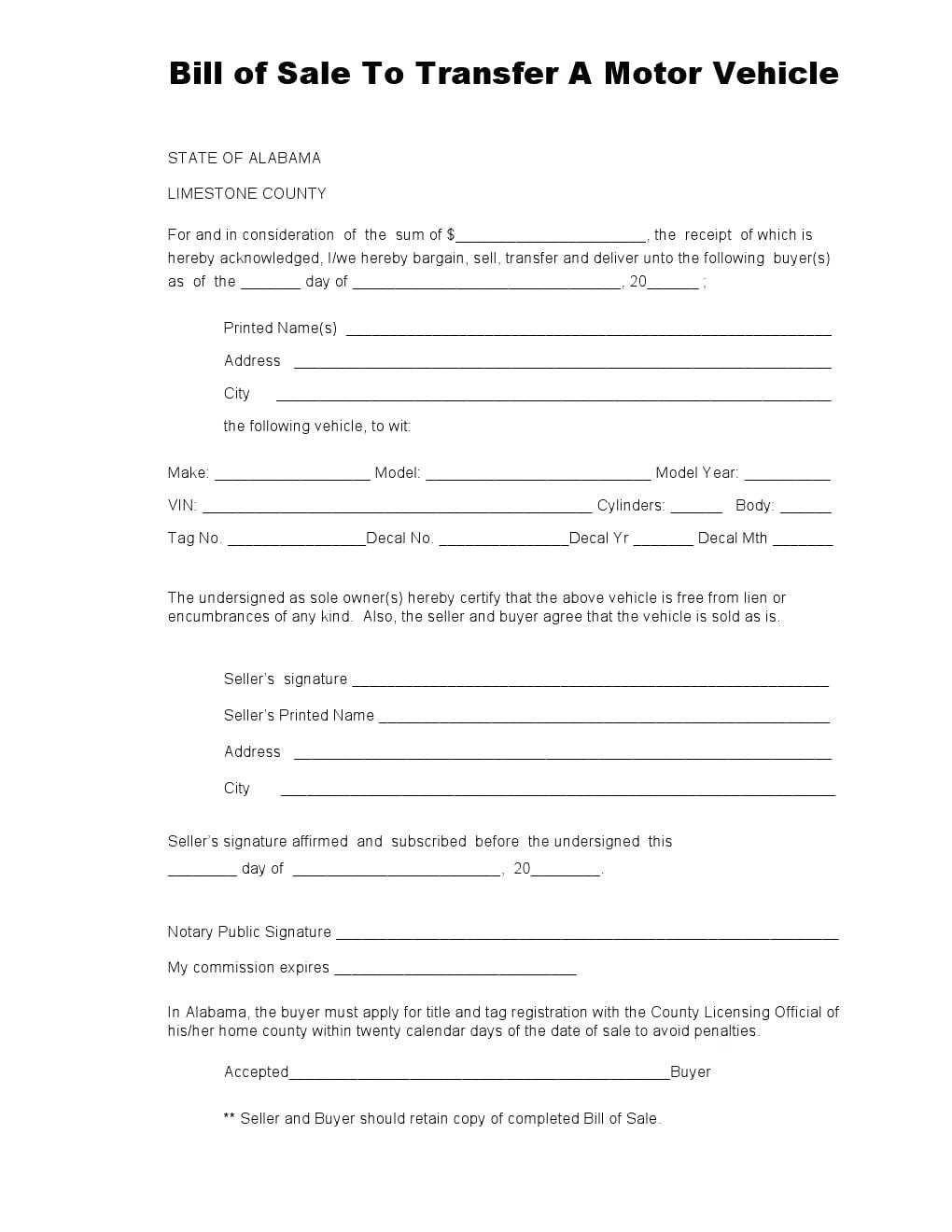 Vehicle Bill Of Sale Template Word – Vmarques Throughout Car Bill Of Sale Word Template