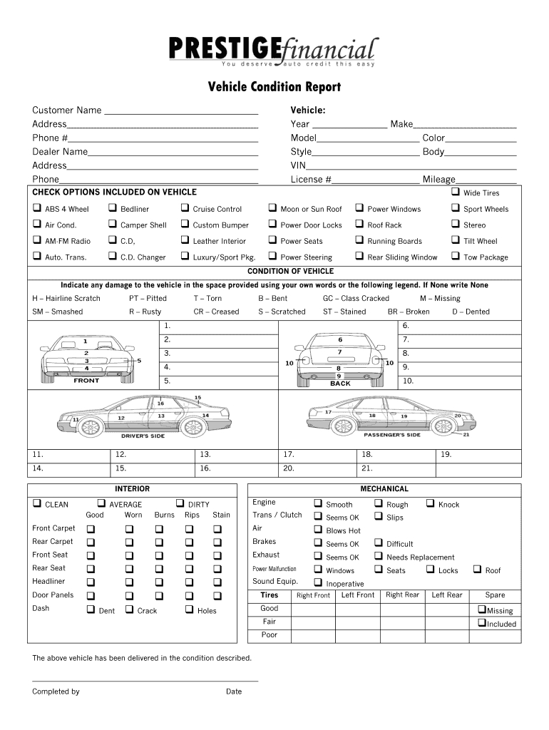 Vehicle Condition Report - Fill Online, Printable, Fillable Within Truck Condition Report Template