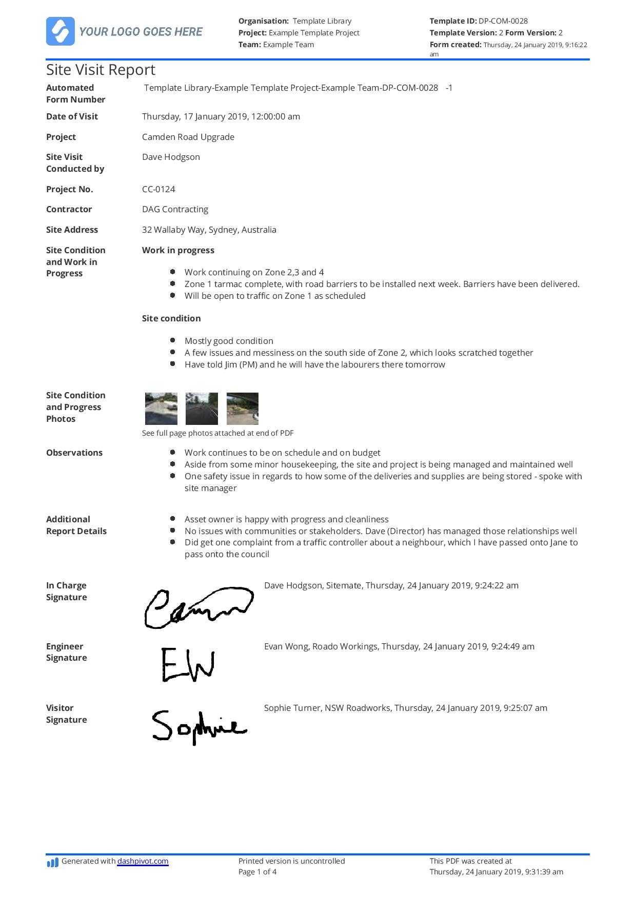 Visiting Report Template – Calep.midnightpig.co Intended For Customer Visit Report Format Templates