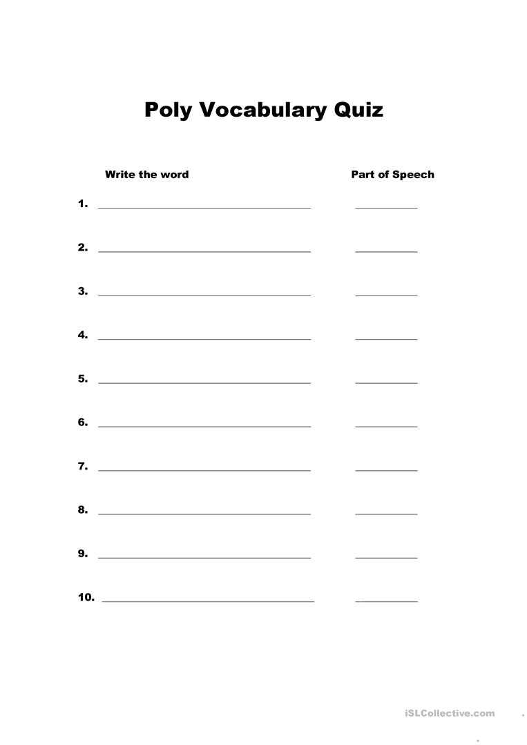 Vocabulary Quiz Template – English Esl Worksheets For With Regard To Vocabulary Words Worksheet Template