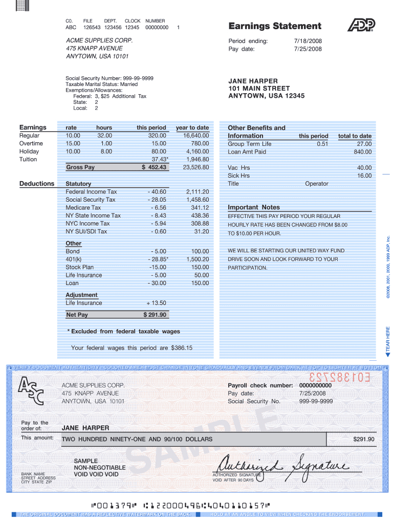 Walmart Paystub – Fill Online, Printable, Fillable, Blank With Blank Pay Stub Template Word
