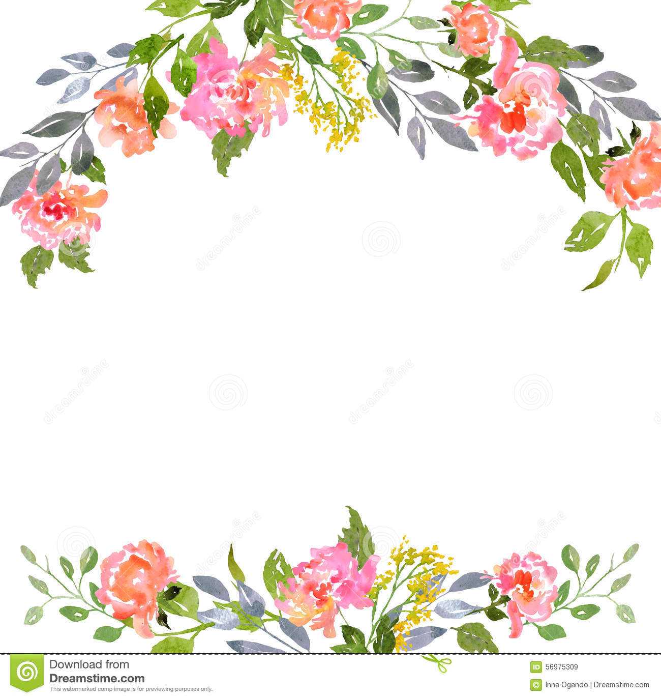 Watercolor Floral Card Template Stock Illustration With Regard To Blank Templates For Invitations