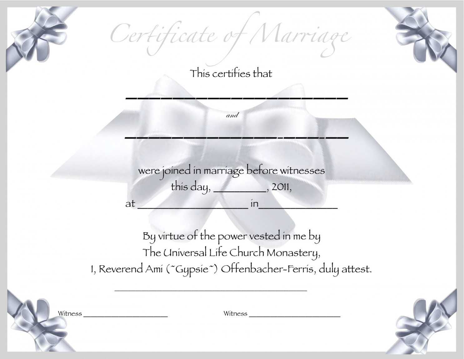 Wedding Certificate Templates Free Printable – Dalep With Regard To Blank Marriage Certificate Template