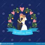 Wedding Day Banner Template With Just Married Couple, Happy With Bride To Be Banner Template