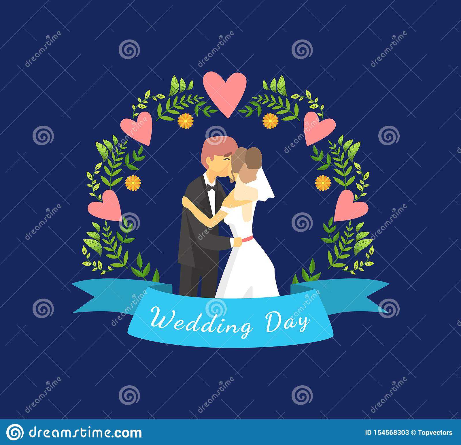 Wedding Day Banner Template With Just Married Couple, Happy With Bride To Be Banner Template