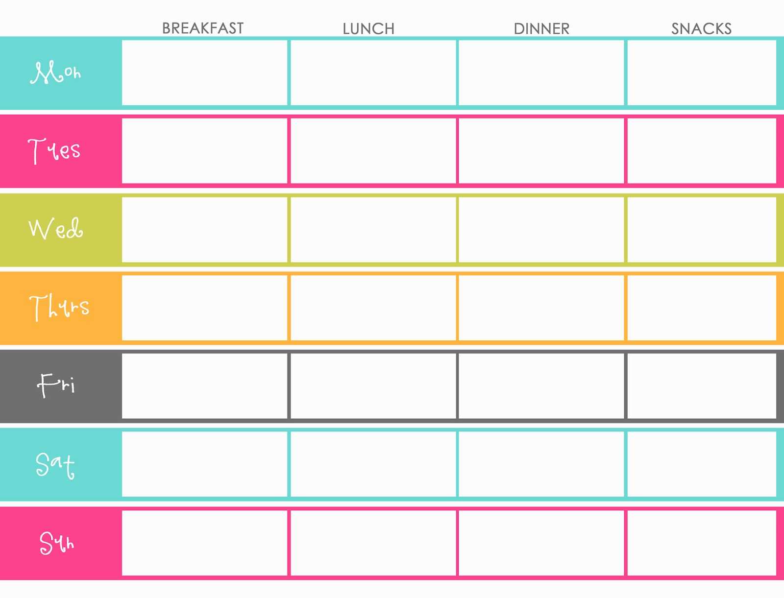 Weekly Meal Planner For Family Templates | Printable Weekly Intended For Menu Planning Template Word