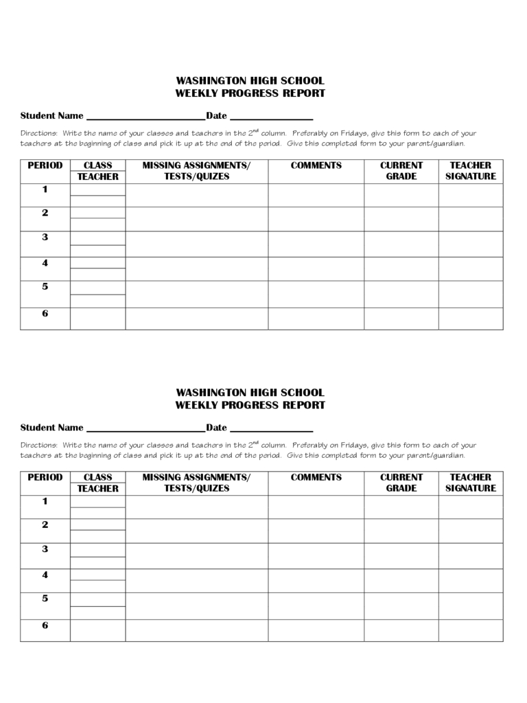 Weekly Progress Report Template - 3 Free Templates In Pdf Pertaining To High School Progress Report Template