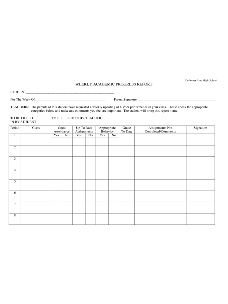 Weekly Progress Report Template - 3 Free Templates In Pdf With High School Progress Report Template