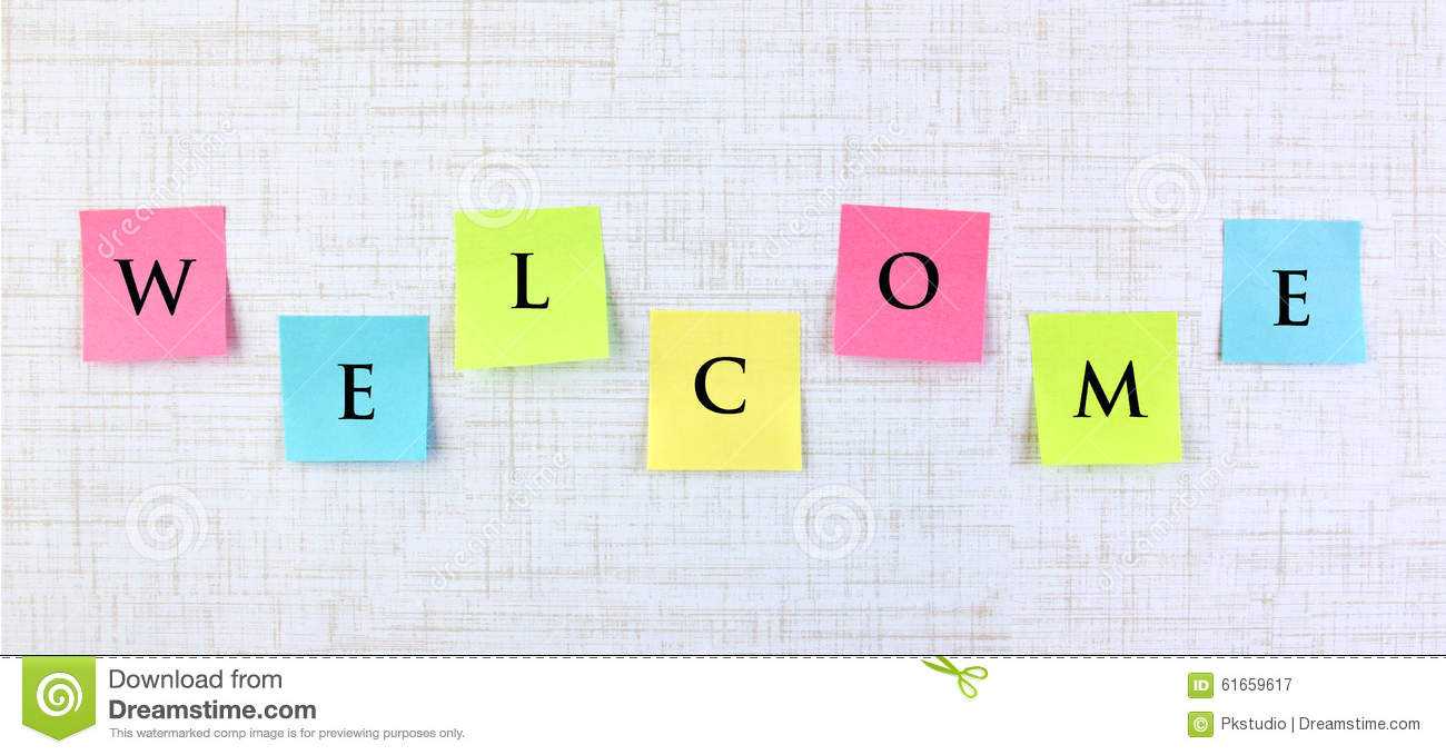 Welcome Banner With Sticky Notes Stock Image – Image Of Within Welcome Banner Template